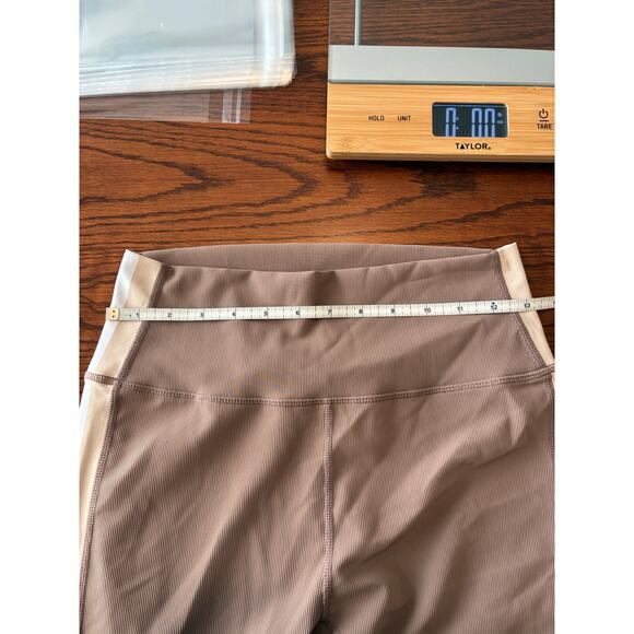 Wilo the Label Ribbed Leggings Brown White Size Large - Picture 5 of 5
